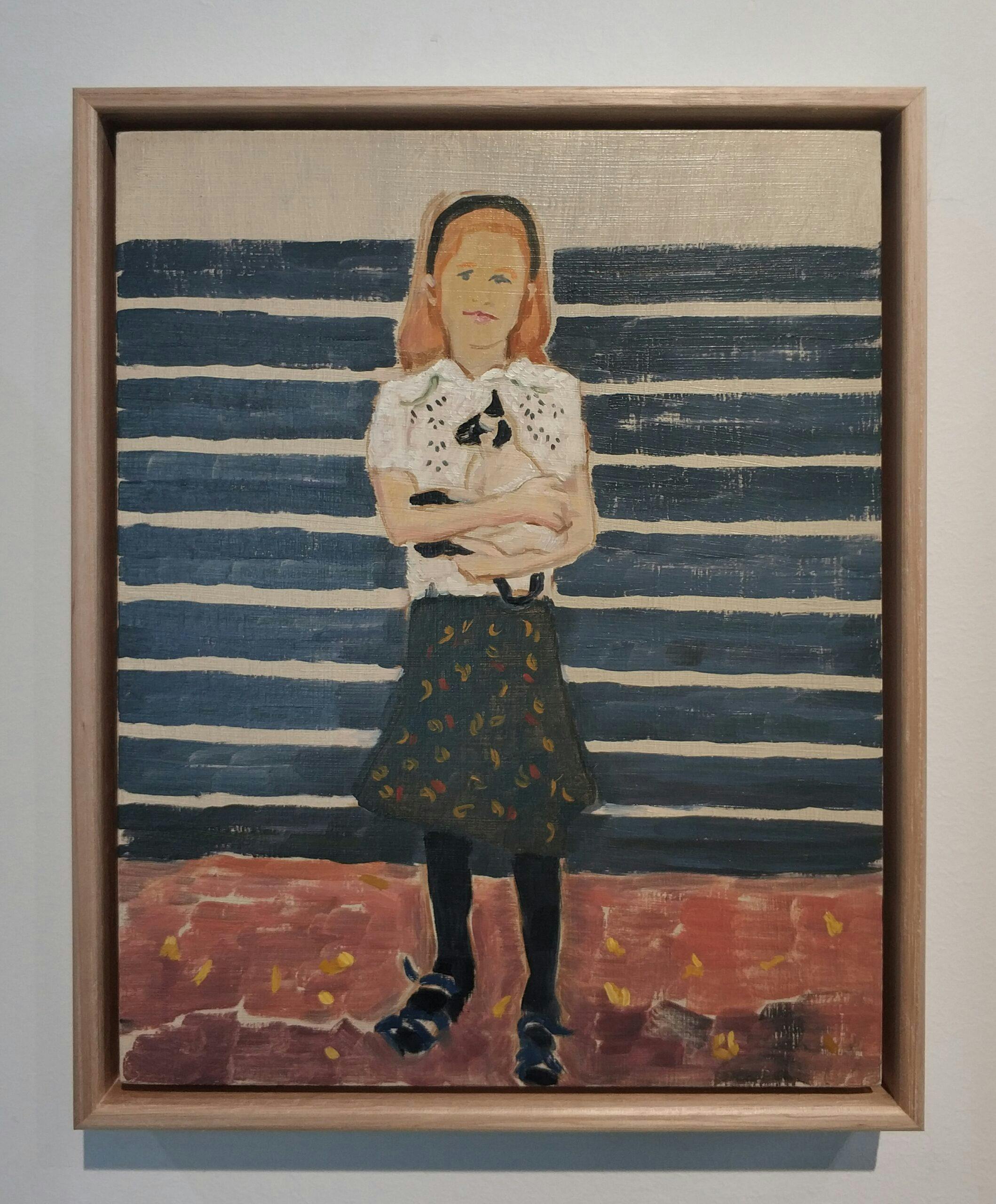 Dayan J, Girl with Siamese Cat, 25x20cm, Oil on Poplar Plywood