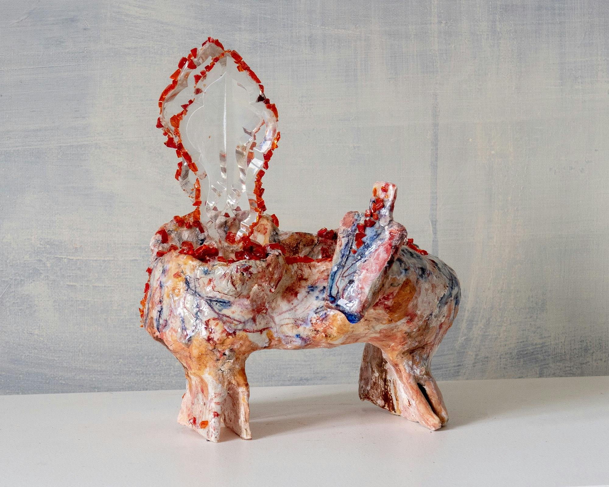 Marina Mason_Winged Horse.Ceramic and Glass. 240 x 180 x 140mm.2022