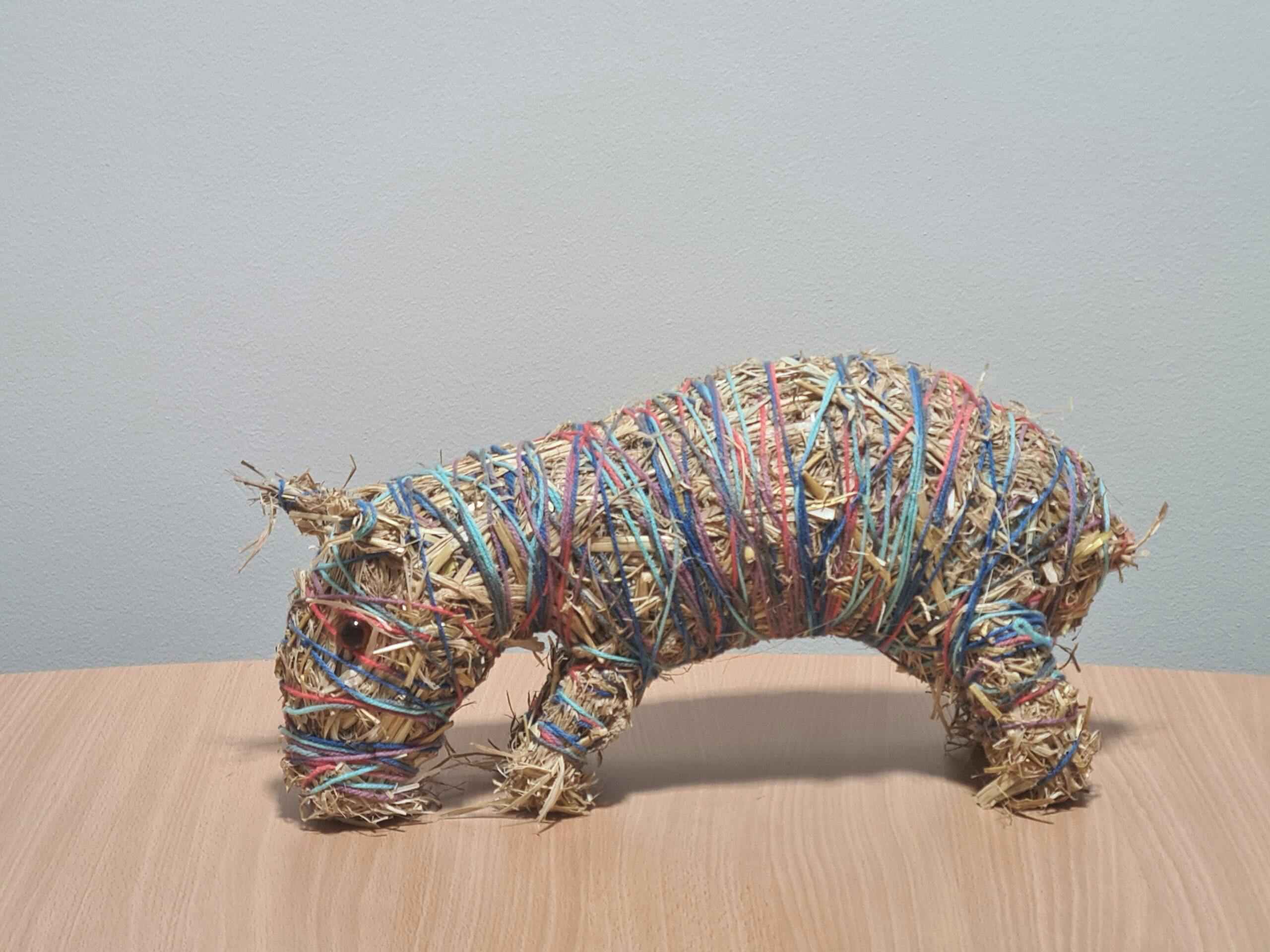 ‘Bush Animal 2 (Wombat) by Bronwyn Razem, hay and wool, 20.0 x 40.0 x 14.0 cm