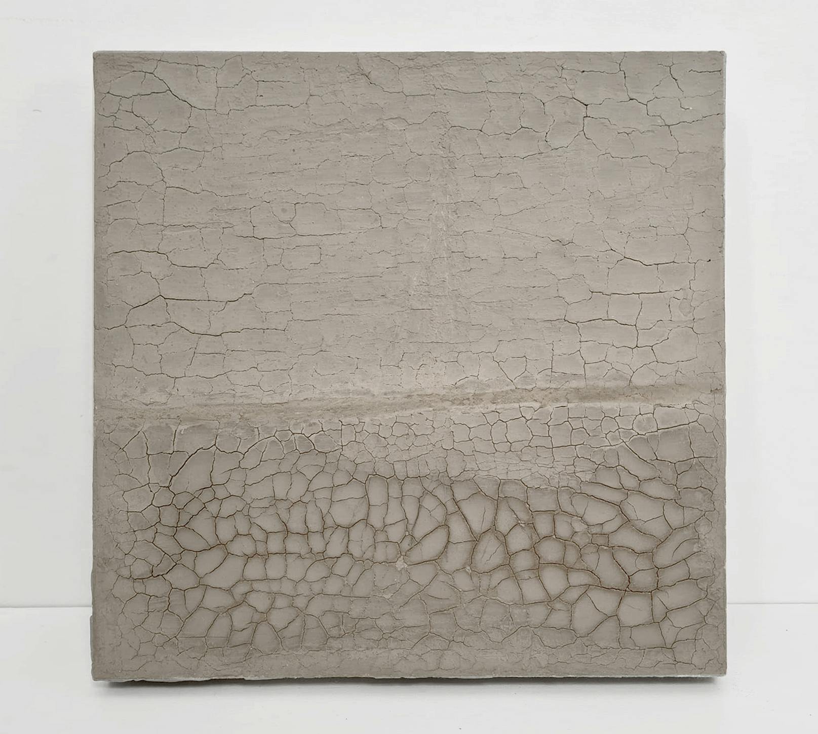 Infinite Permanence, 2023, raw terra-cotta clay on canvas, 30.5 x 30.5 cm