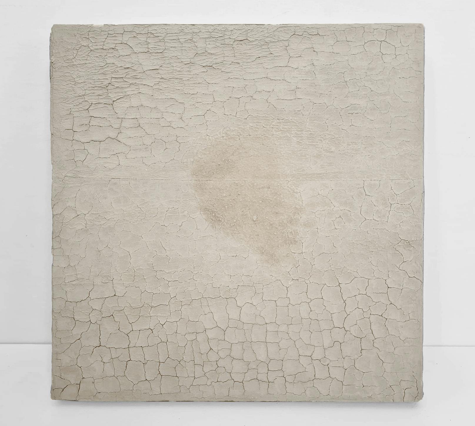 Subtleties of Sand, 2023, raw terra-cotta clay on canvas, 30.5 x 30.5 cm