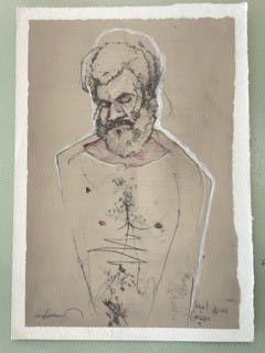 15. Life Drawing Carmine-Pascal, 2018, mixed media on paper, 50.0 x 35.0 cm