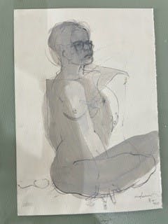 16. Life Drawing Pia, 2023, mixed media on paper, 50.0 x 35.0 cm