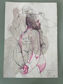 18. Life Drawing Robert-John-Adrian, 2022, mixed media on paper, 50.0 x 35.0 cm