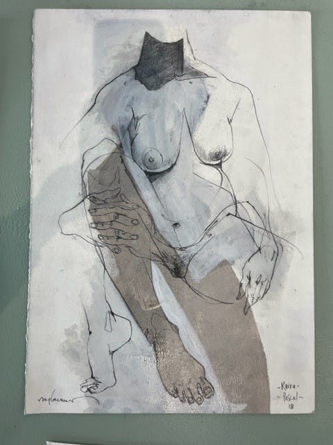 2. Life Drawing Kiera-Pascal, 2018, mixed media on paper, 50.0 x 35.0 cm