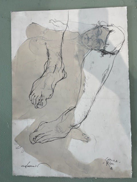 3. Life Drawing Carmine-Keira, 2018, mixed media on paper, 50.0 x 35.0 cm
