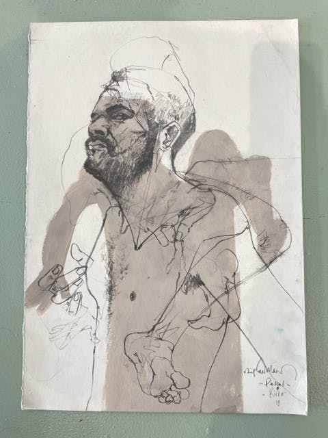 4. Life Drawing Pascal-Keira, 2018 mixed media on paper, 50.0 x 35.0 cm