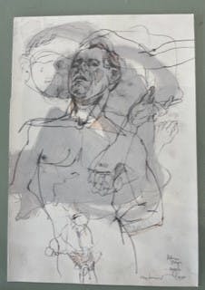 9. Life Drawing AdrianJohnAngela, 2022, mixed media on paper, 50.0 x 35.0 cm