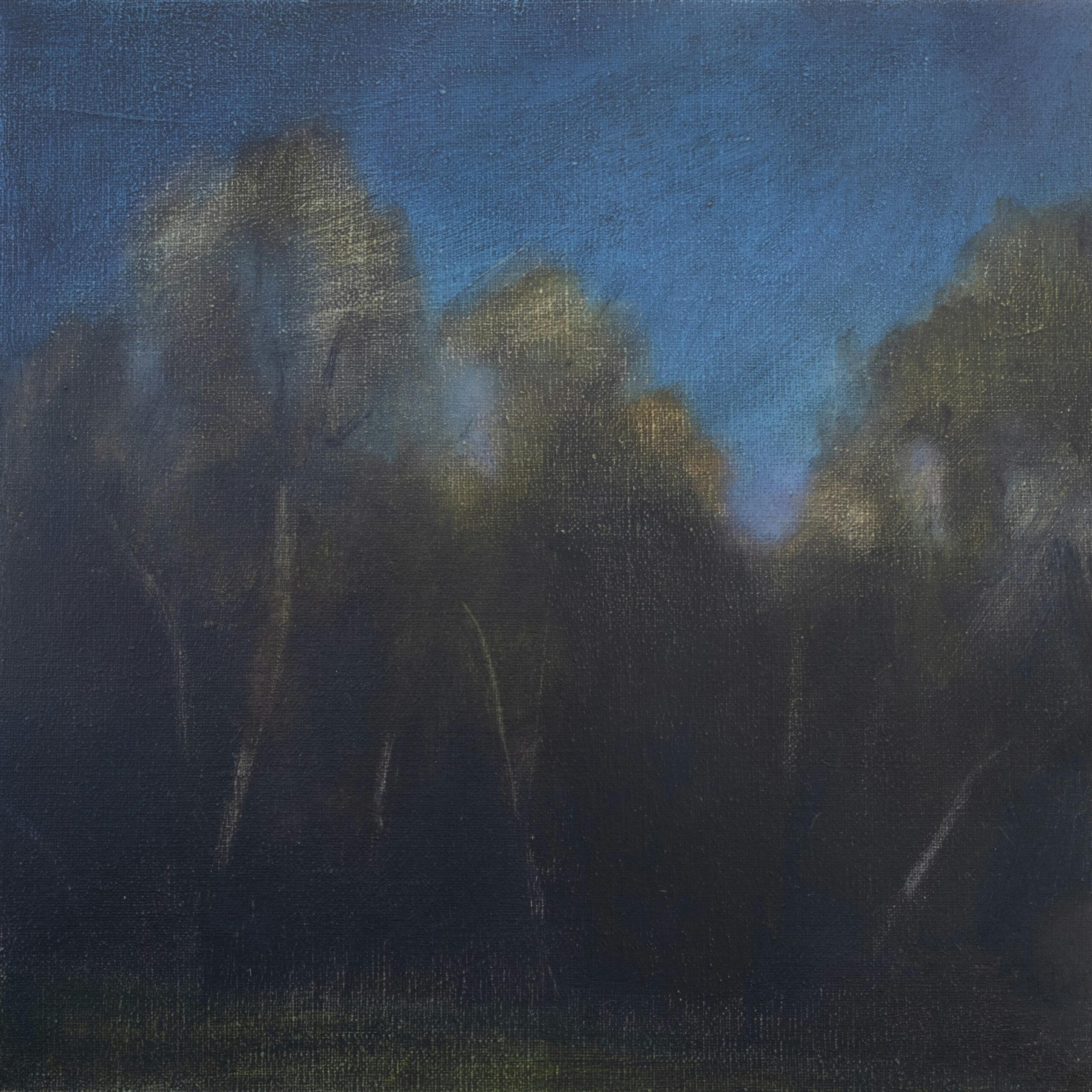 Lana Daubermann, Winter Evening Walk II, oil on linen, 25.0 x 25.0 cm